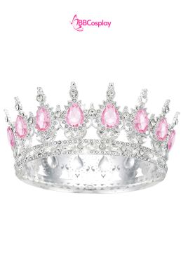 Vương Miện Tròn Bạc Đá Hồng