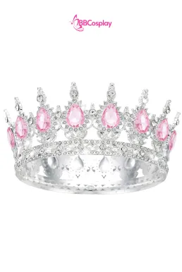 Vương Miện Tròn Bạc Đá Hồng