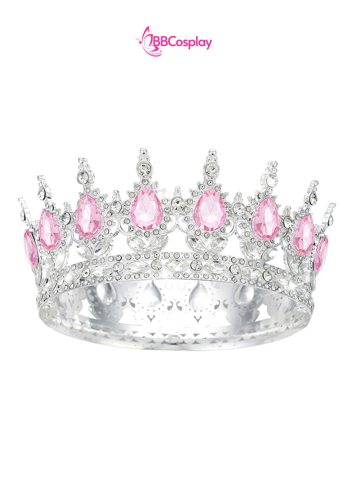 Vương Miện Tròn Bạc Đá Hồng