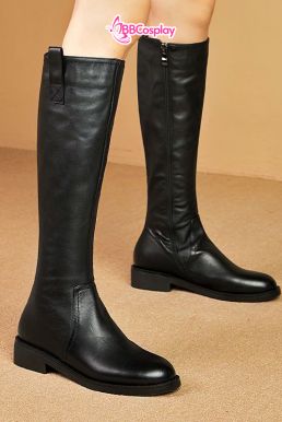 Giày Đen Da Cổ Cao Trơn Đế 3Cm - Size 39