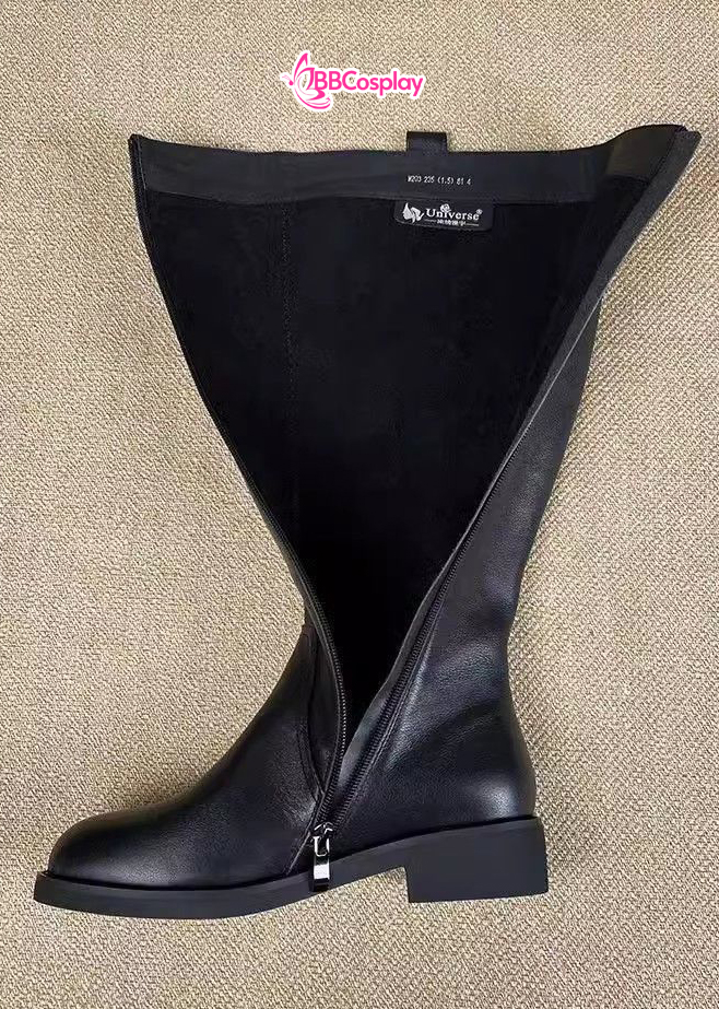 Giày Đen Da Cổ Cao Trơn Đế 3Cm - Size 39