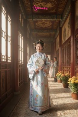 Trang Phục Mãn Thanh Tone Màu Pastel  - Màu Xanh Dương Nhạt