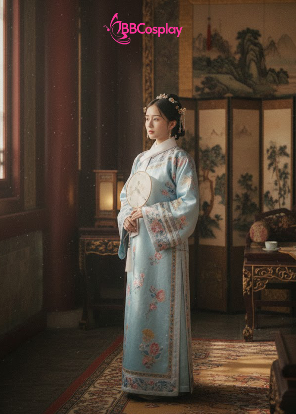 Trang Phục Mãn Thanh Tone Màu Pastel  - Màu Xanh Dương Nhạt