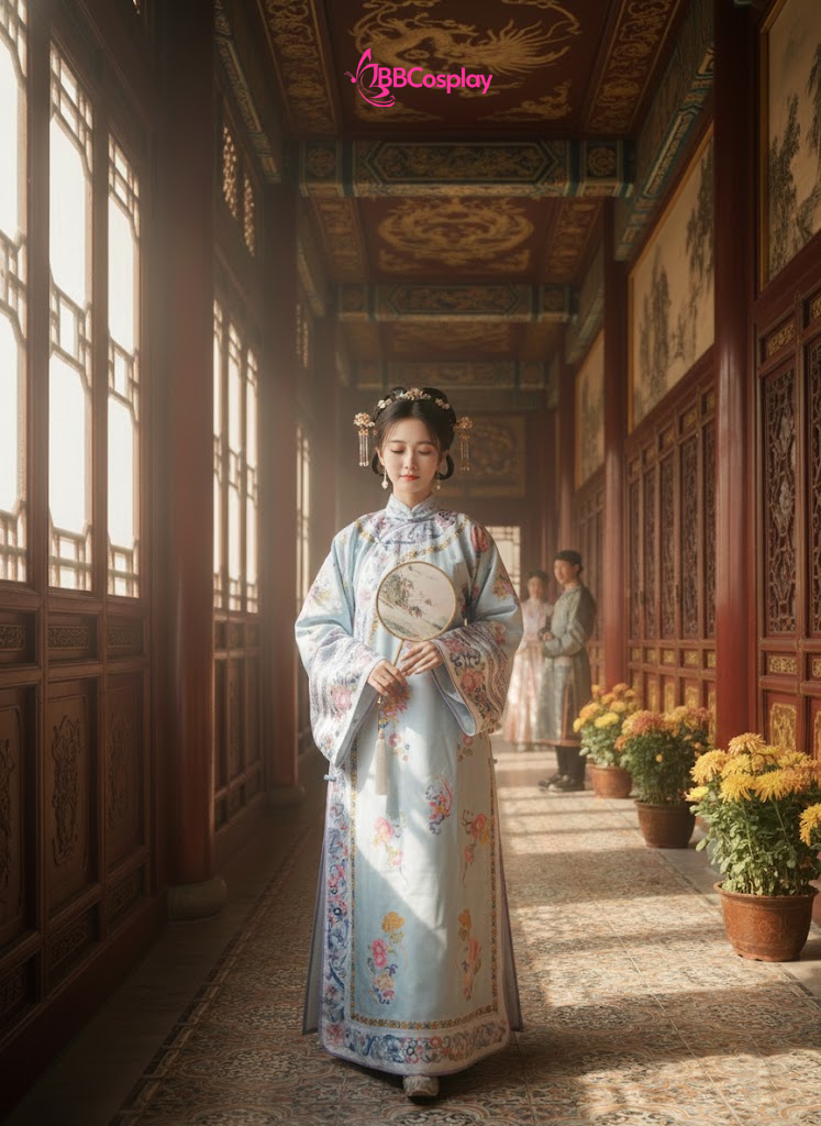 Trang Phục Mãn Thanh Tone Màu Pastel  - Màu Xanh Dương Nhạt