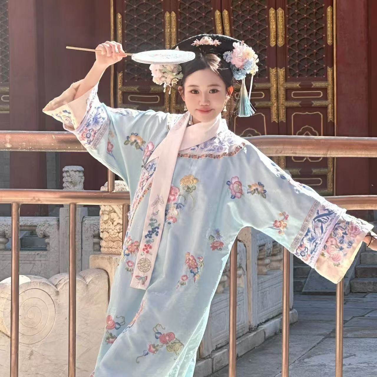 Trang Phục Mãn Thanh Tone Màu Pastel  - Màu Xanh Dương Nhạt