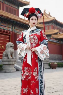 Trang Phục Mãn Thanh Tone Màu Pastel  - Màu Đỏ