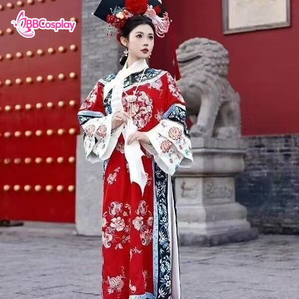 Trang Phục Mãn Thanh Tone Màu Pastel  - Màu Đỏ