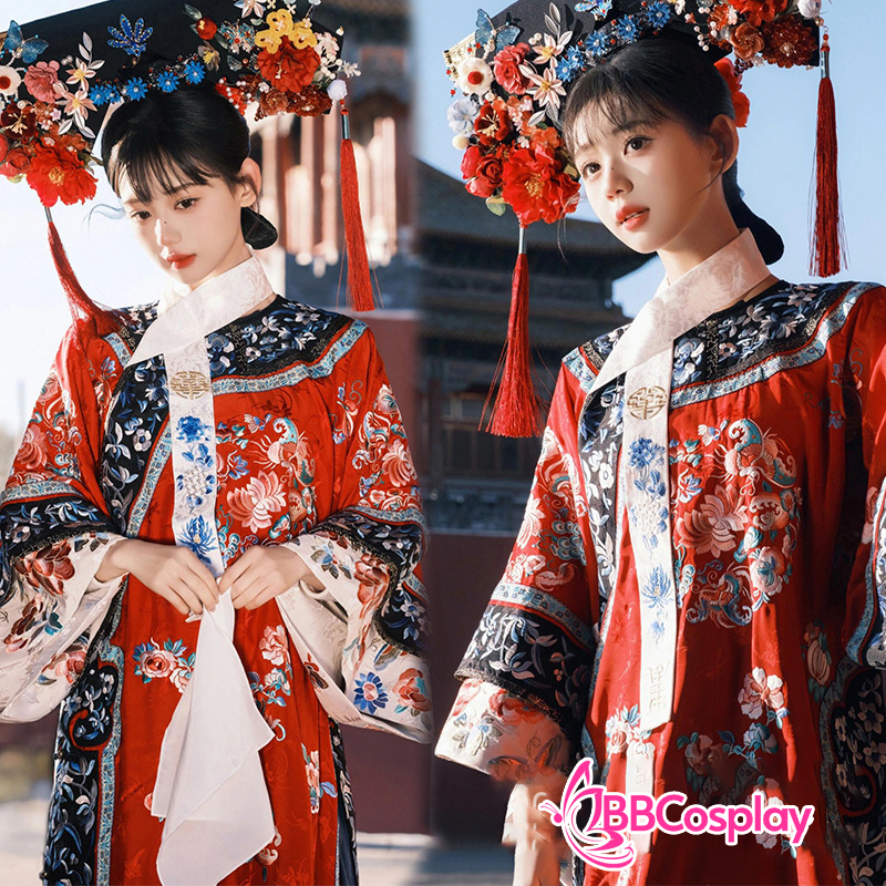 Trang Phục Mãn Thanh Tone Màu Pastel  - Màu Đỏ