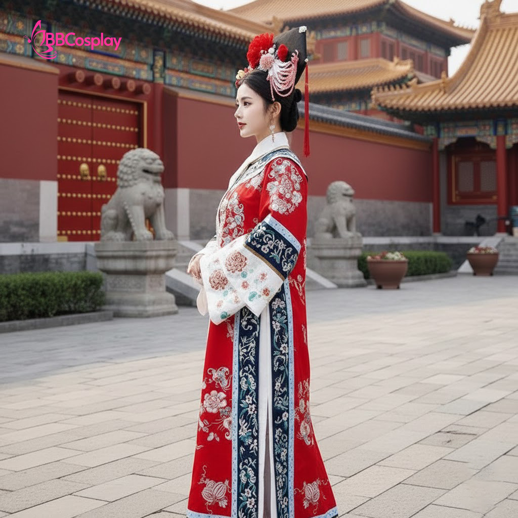 Trang Phục Mãn Thanh Tone Màu Pastel  - Màu Đỏ