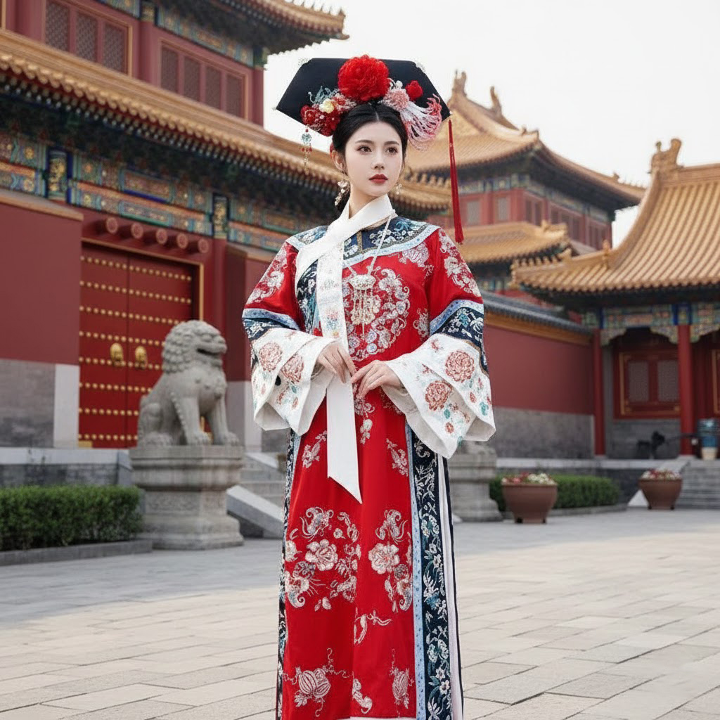 Trang Phục Mãn Thanh Tone Màu Pastel  - Màu Đỏ