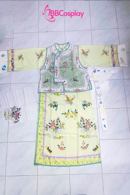 Trang Phục Mãn Thanh Tone Màu Pastel  - Áo Xanh Khoác Xanh Lá