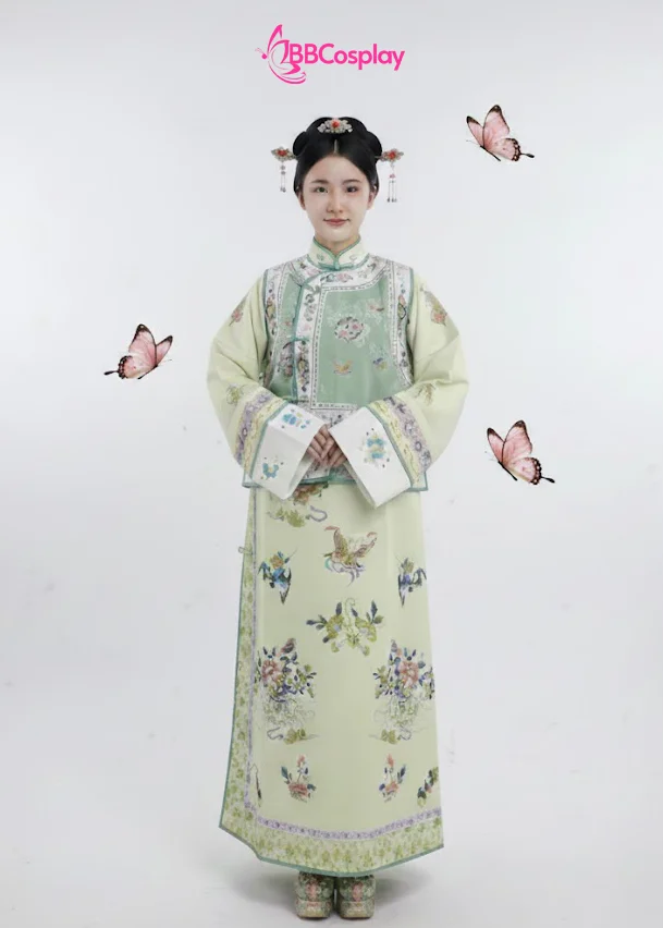 Trang Phục Mãn Thanh Tone Màu Pastel  - Áo Xanh Khoác Xanh Lá