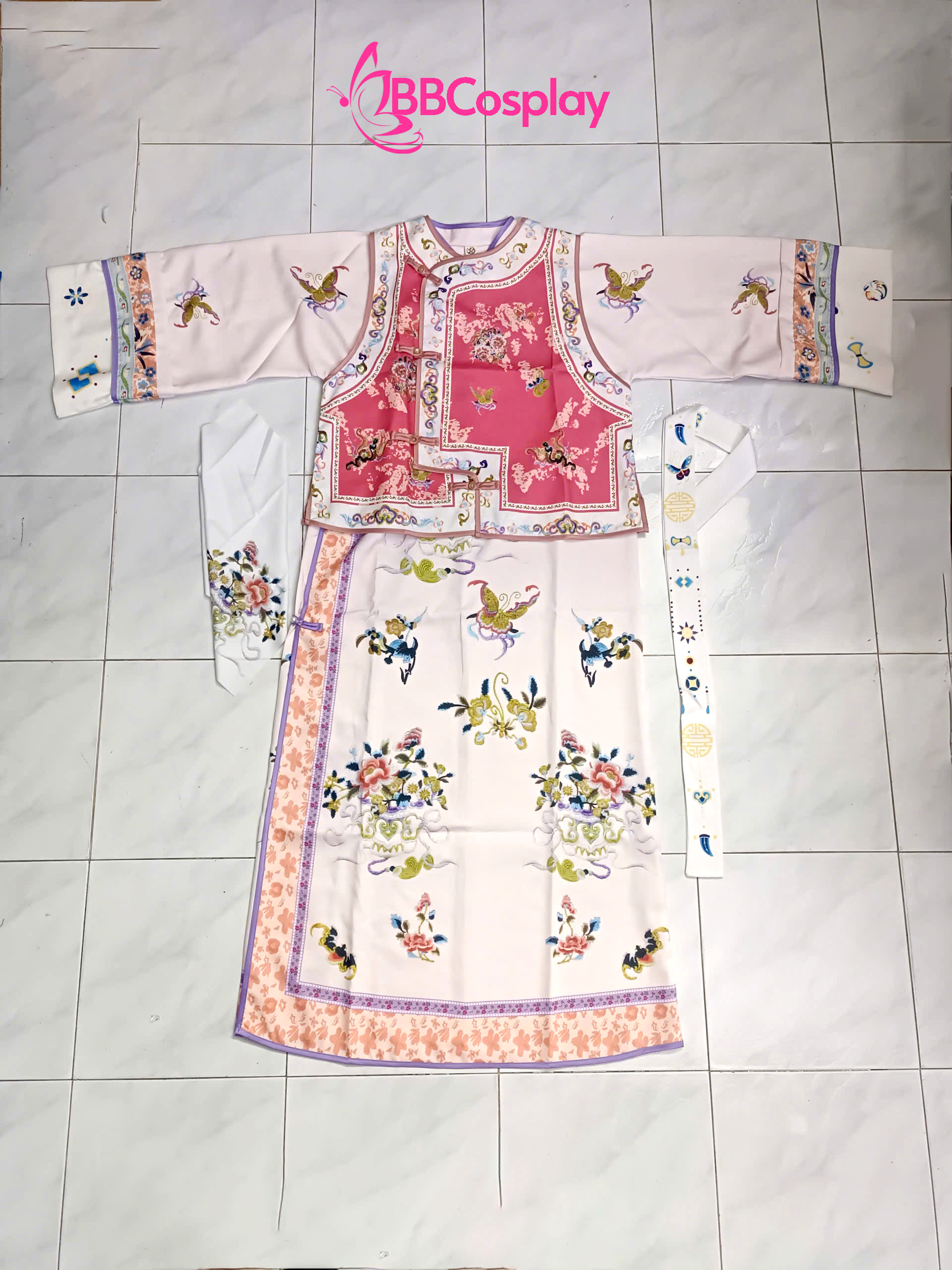 Trang Phục Mãn Thanh Tone Màu Pastel  - Áo Hồng Khoác Hồng