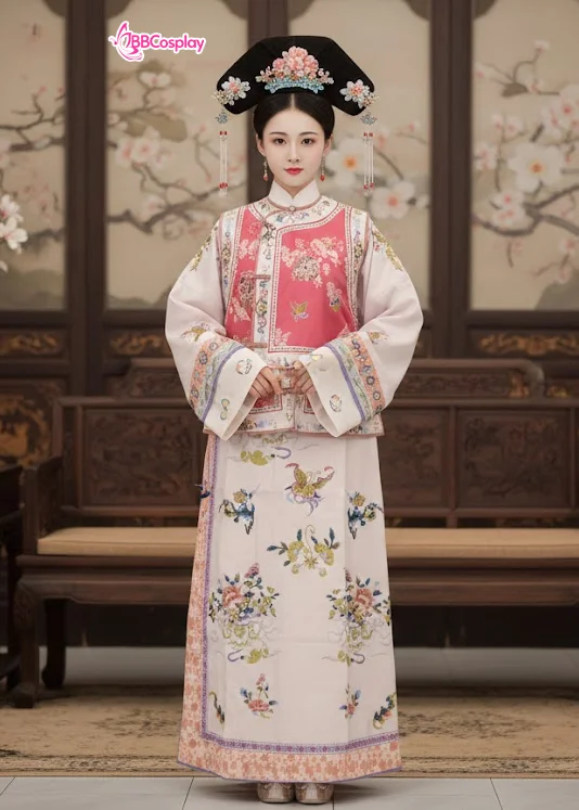 Trang Phục Mãn Thanh Tone Màu Pastel  - Áo Hồng Khoác Hồng