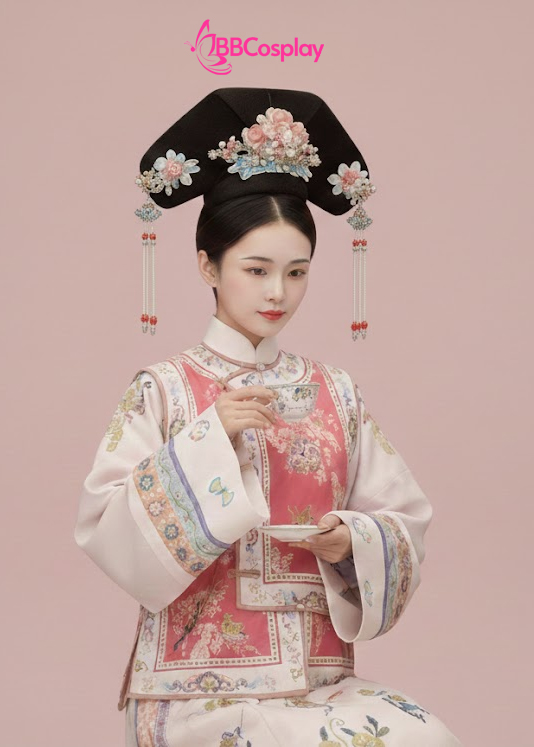 Trang Phục Mãn Thanh Tone Màu Pastel  - Áo Hồng Khoác Hồng