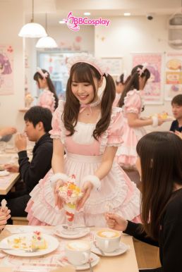 Đồ Nàng Hầu Maid Hồng Trắng