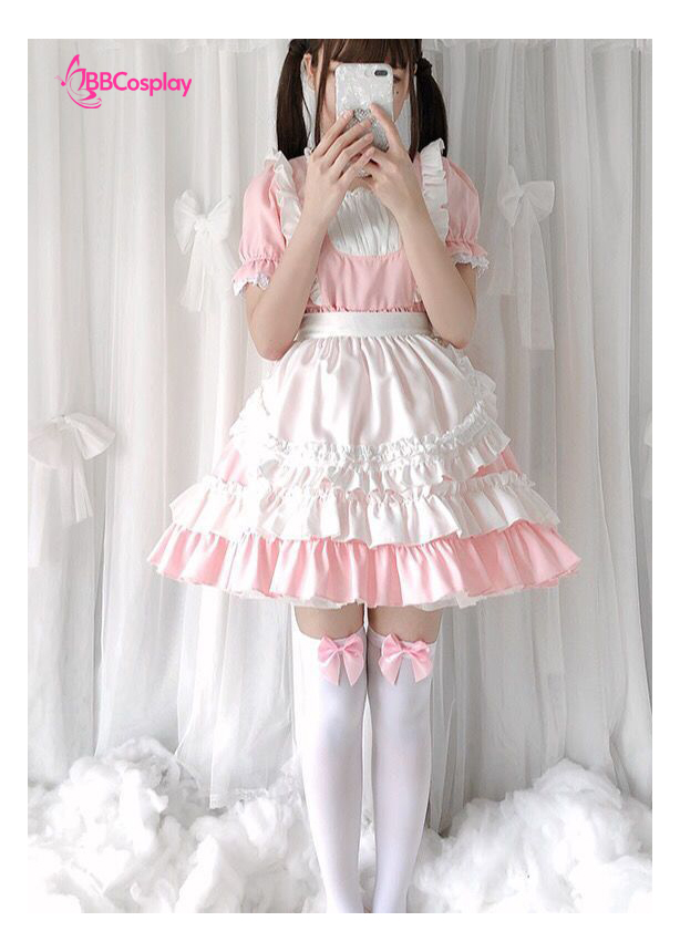 Đồ Nàng Hầu Maid Hồng Trắng