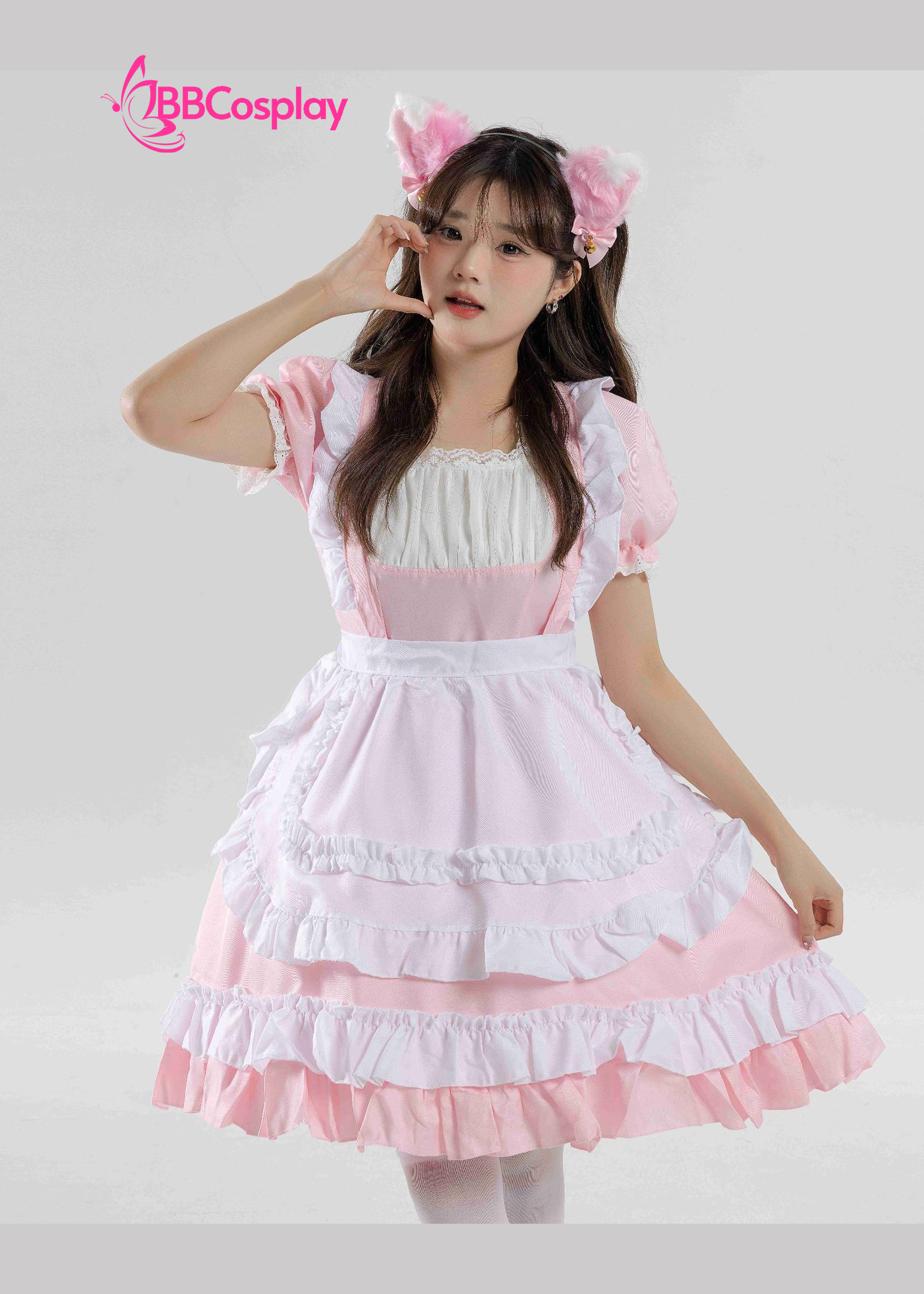 Đồ Nàng Hầu Maid Hồng Trắng