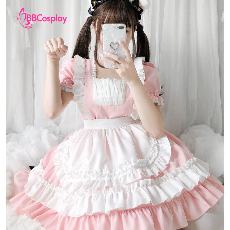 Đồ Nàng Hầu Maid Hồng Trắng