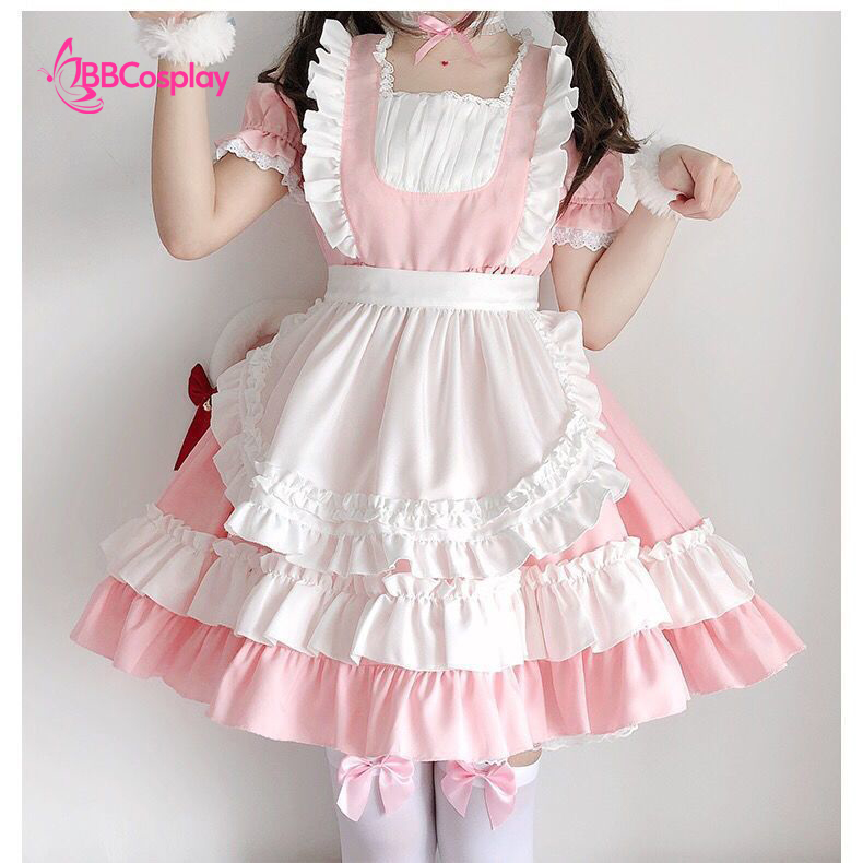 Đồ Nàng Hầu Maid Hồng Trắng