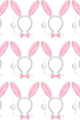 Băng Đô Tai Thỏ Kèm Đuôi Và Nơ, Phụ Kiện Trang Phục Dự Tiệc - Bunny Pink
