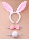 Băng Đô Tai Thỏ Kèm Đuôi Và Nơ, Phụ Kiện Trang Phục Dự Tiệc - Bunny Pink