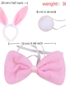 Băng Đô Tai Thỏ Kèm Đuôi Và Nơ, Phụ Kiện Trang Phục Dự Tiệc - Bunny Pink