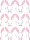 Băng Đô Tai Thỏ Kèm Đuôi Và Nơ, Phụ Kiện Trang Phục Dự Tiệc - Bunny Pink
