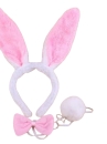 Băng Đô Tai Thỏ Kèm Đuôi Và Nơ, Phụ Kiện Trang Phục Dự Tiệc - Bunny Pink