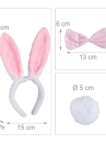 Băng Đô Tai Thỏ Kèm Đuôi Và Nơ, Phụ Kiện Trang Phục Dự Tiệc - Bunny Pink