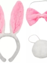 Băng Đô Tai Thỏ Kèm Đuôi Và Nơ, Phụ Kiện Trang Phục Dự Tiệc - Bunny Pink