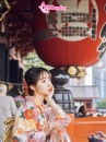 Áo Yukata Vàng Kem Hoa Cúc Đỏ