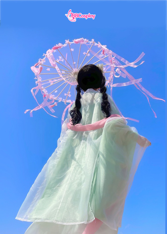 Dù Vải Cổ Trang Đính Hoa Có Tua Rua  80Cm Nhiều Màu