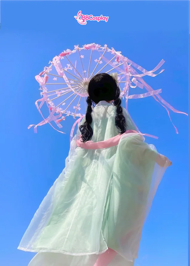 Dù Vải Cổ Trang Đính Hoa Có Tua Rua  80Cm Nhiều Màu