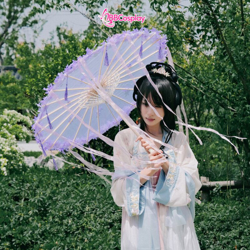 Dù Vải Cổ Trang Đính Hoa Có Tua Rua  80Cm Nhiều Màu