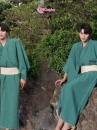 Nagagi Xanh Lá Sọc Trắng - Yukata Lục Diệp