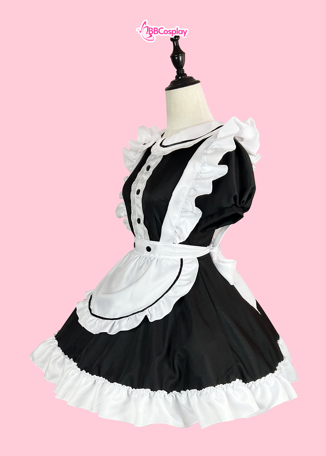 Trang Phục Nàng Hầu Nhật Đen Tạp Dề Trắng Cổ Áo Lá Sen