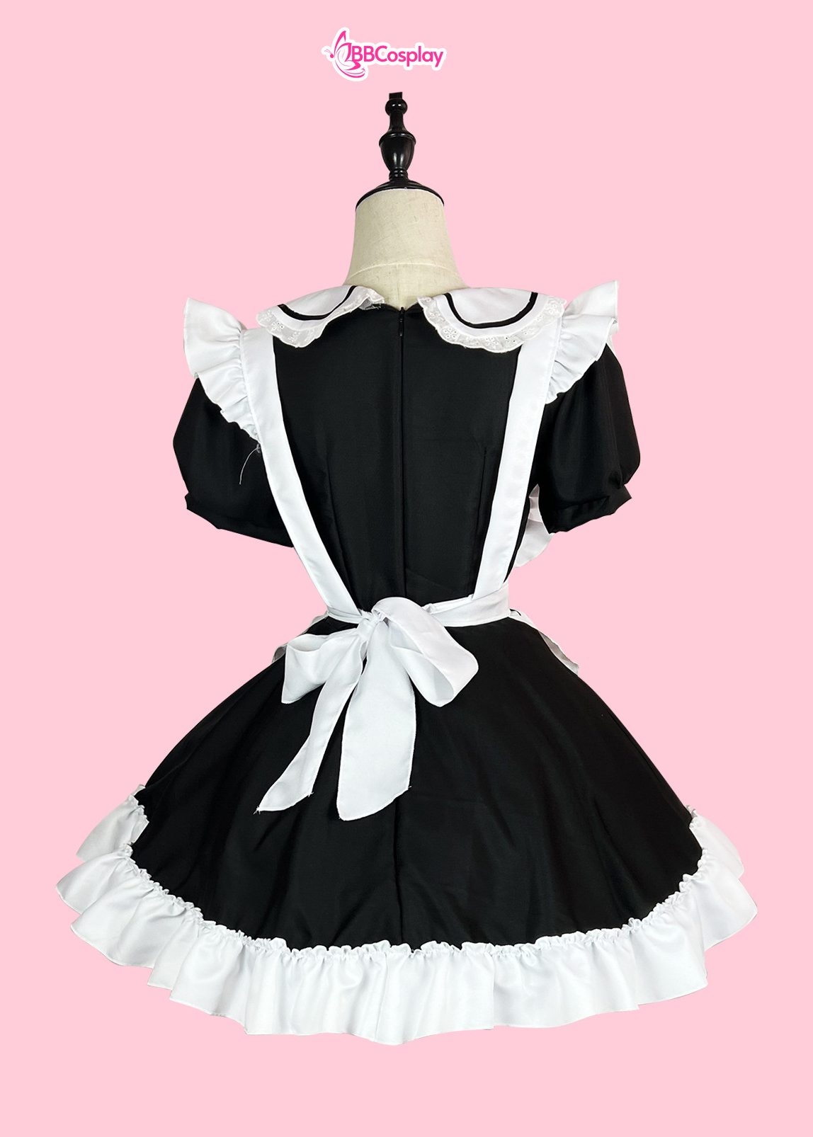 Trang Phục Nàng Hầu Nhật Đen Tạp Dề Trắng Cổ Áo Lá Sen