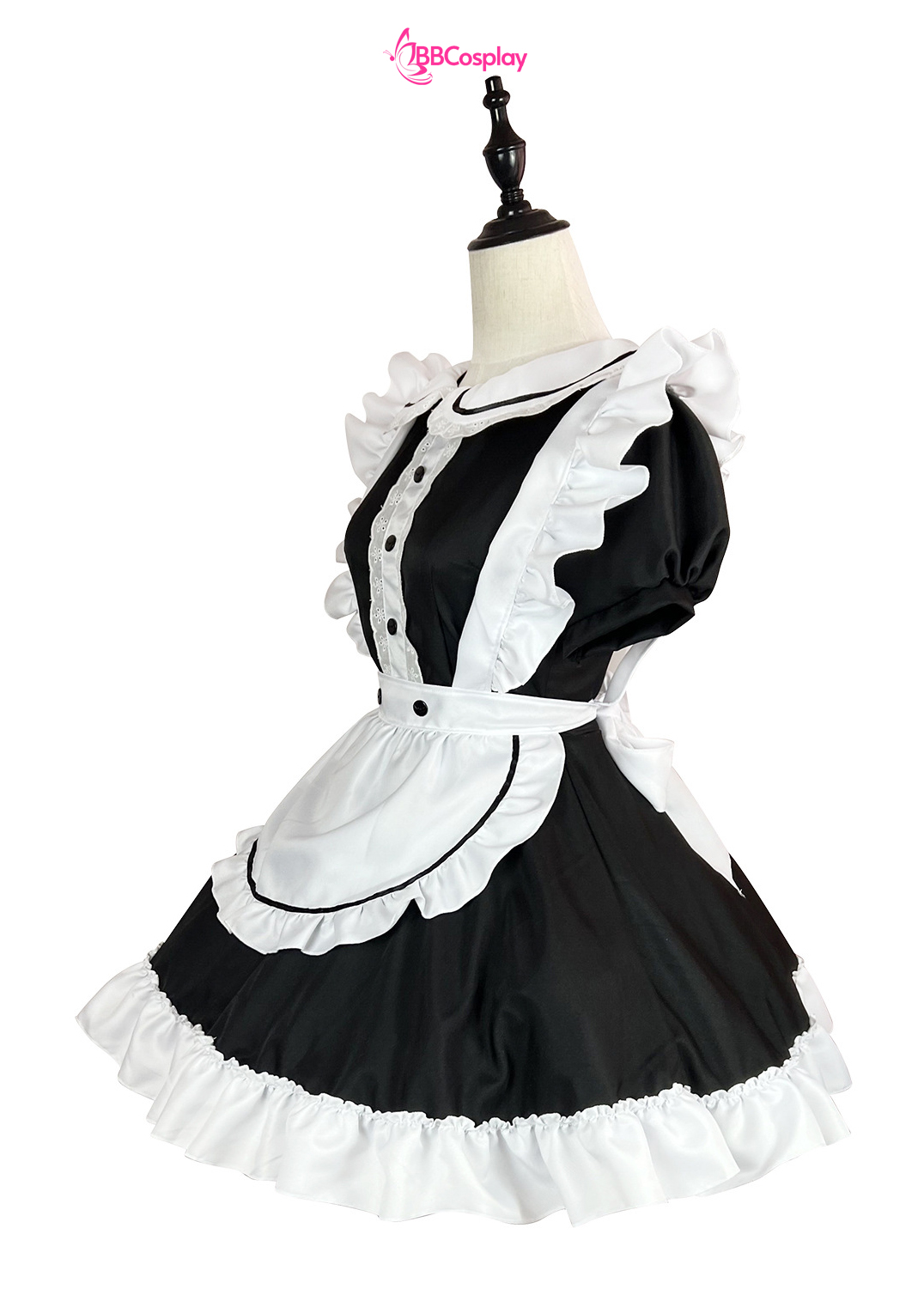 Trang Phục Nàng Hầu Nhật Đen Tạp Dề Trắng Cổ Áo Lá Sen