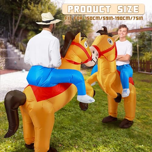 Mascot Ngựa Cưỡi - Ngựa Vàng Bơm Hơi