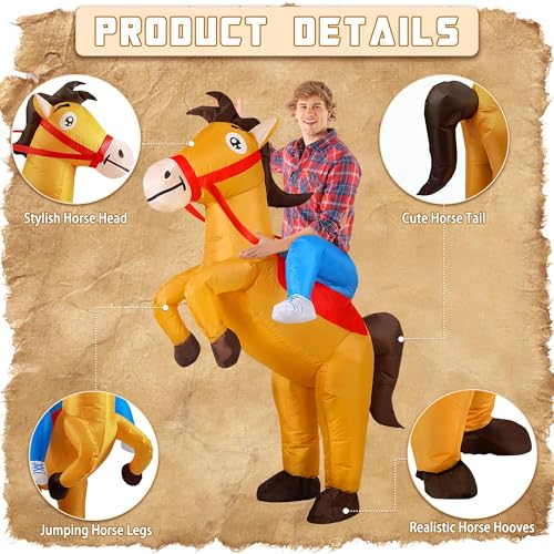 Mascot Ngựa Cưỡi - Ngựa Vàng Bơm Hơi