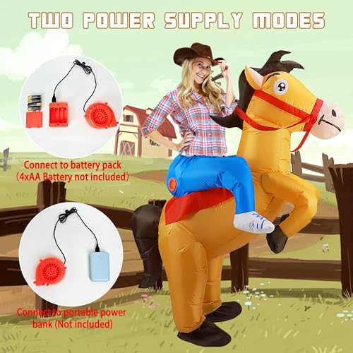 Mascot Ngựa Cưỡi - Ngựa Vàng Bơm Hơi