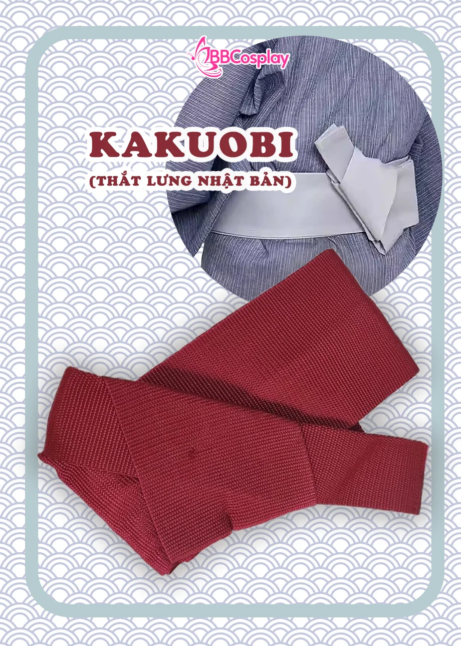 Đai Lưng Kimono Nam Đỏ Trơn - Kakuobi
