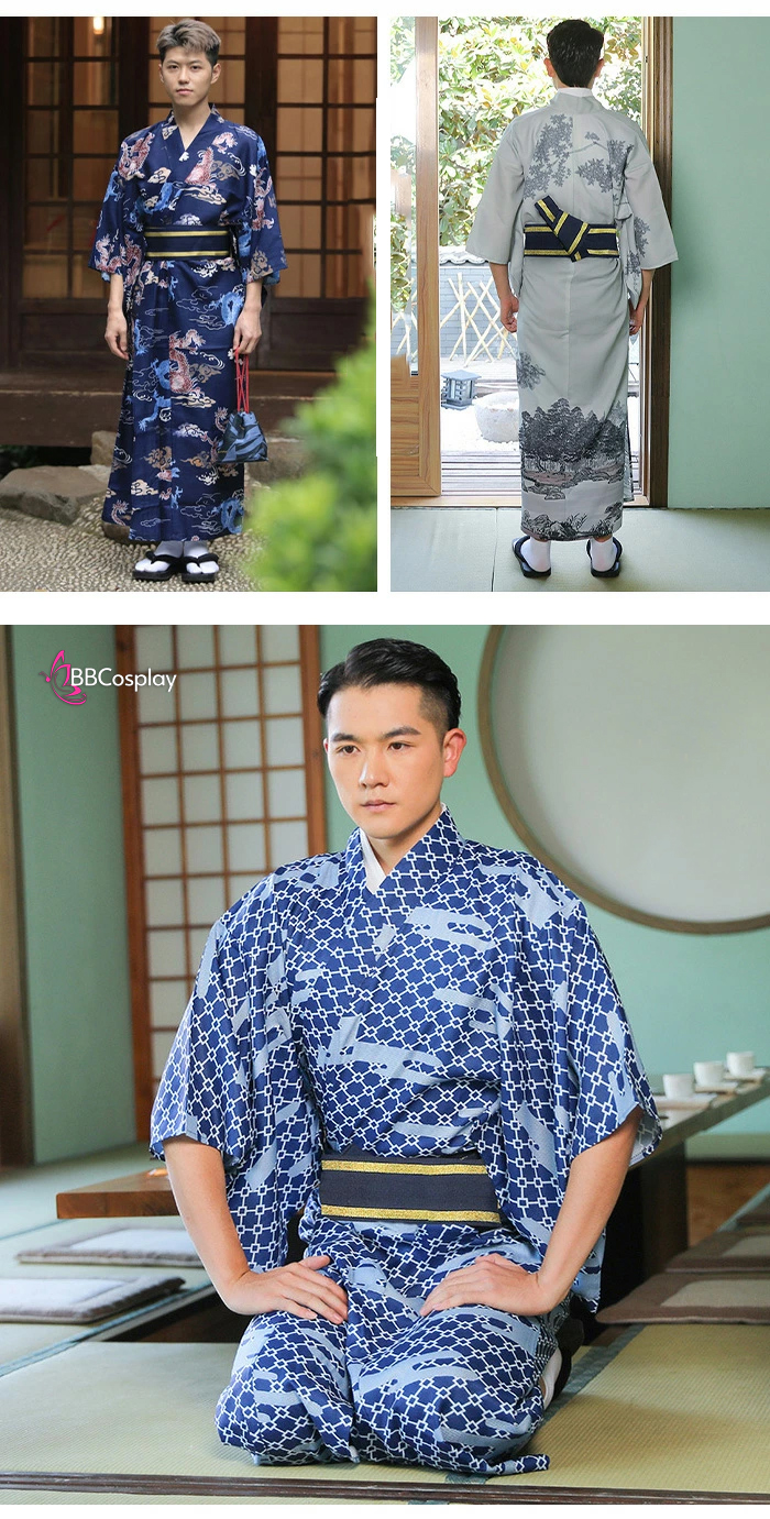 Đai Lưng Kimono Nam Màu Xám Tro Trơn - Kakuobi