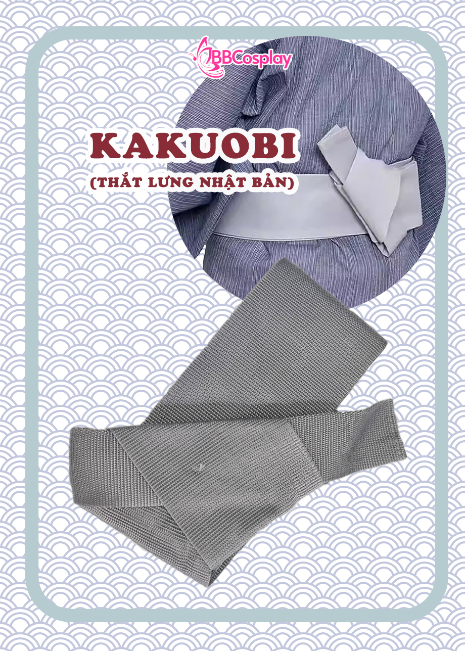 Đai Lưng Kimono Nam Màu Xám Tro Trơn - Kakuobi