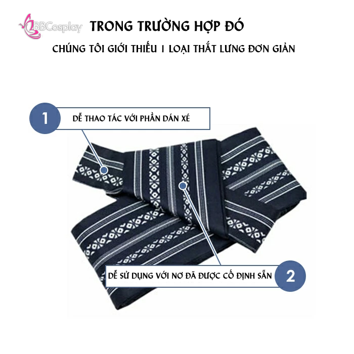 Đai Lưng Kimono Nam Màu Đen Trơn - Kakuobi