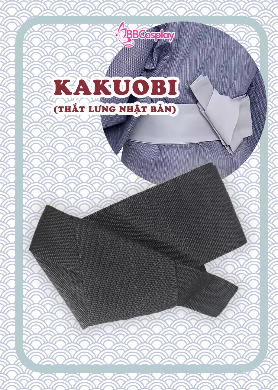 Đai Lưng Kimono Nam Màu Đen Trơn - Kakuobi