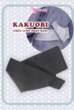 Đai Lưng Kimono Nam Màu Đen Trơn - Kakuobi