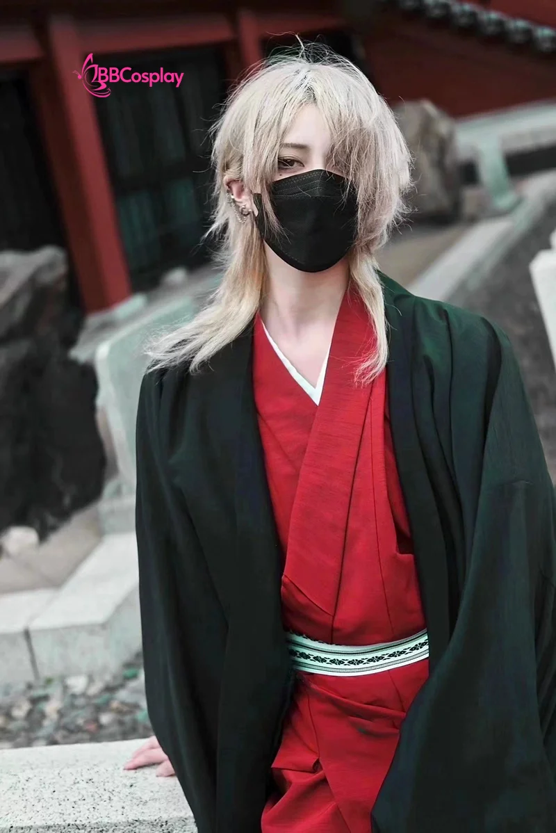 Trang Phục Nam Nhật Bản Nagagi Đỏ Kèm Khoác Đen - HÀNG SHOP MAY