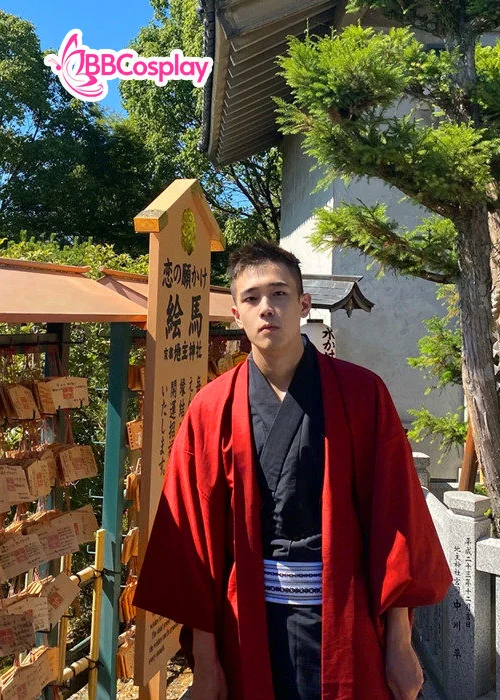 Trang Phục Nam Nhật Bản Nagagi Đen Kèm Khoác Đỏ - HÀNG SHOP MAY